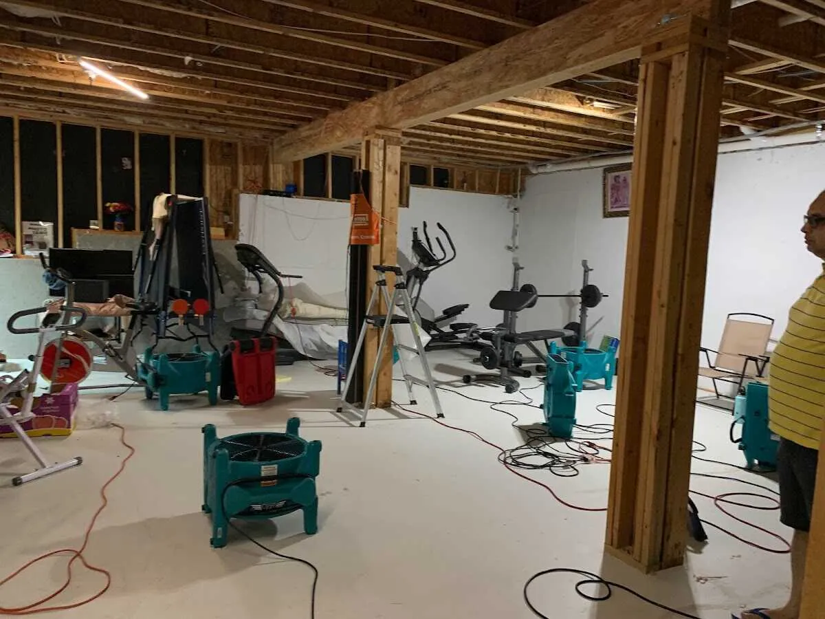 Basement drying equipment setup for Structural Drying in Fort Dodge